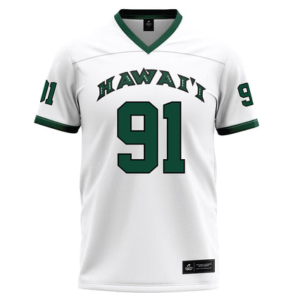 Hawaii - NCAA Football : Joshua Sagapolutele - White Football Jersey-0