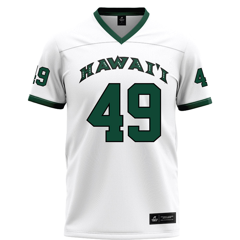Hawaii - NCAA Football : Dennis Tadio - White Football Jersey-0