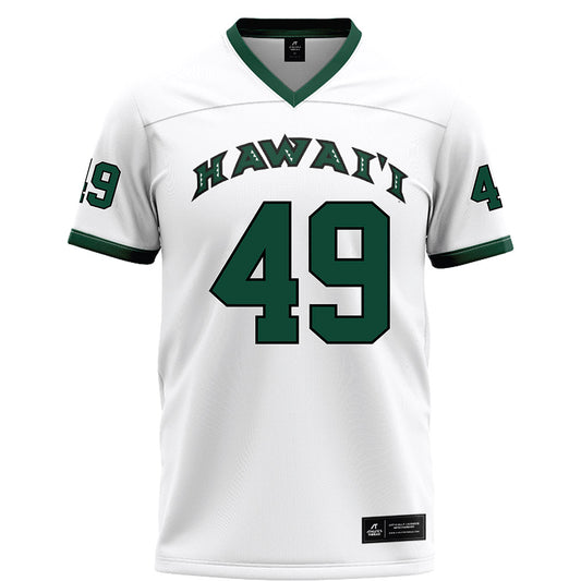 Hawaii - NCAA Football : Dennis Tadio - White Football Jersey-0