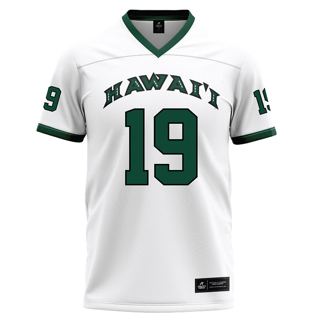 Hawaii - NCAA Football : Lucas Borrow - White Football Jersey