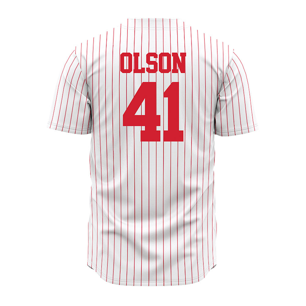 Nebraska - NCAA Baseball : Chase Olson - Pinstripe Jersey-1
