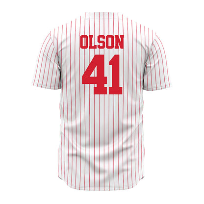 Nebraska - NCAA Baseball : Chase Olson - Pinstripe Jersey-1