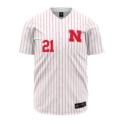 Nebraska - NCAA Baseball : Rhett Stokes - Baseball Jersey Red Pinstripe