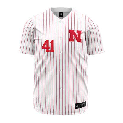 Nebraska - NCAA Baseball : Chase Olson - Pinstripe Jersey-0
