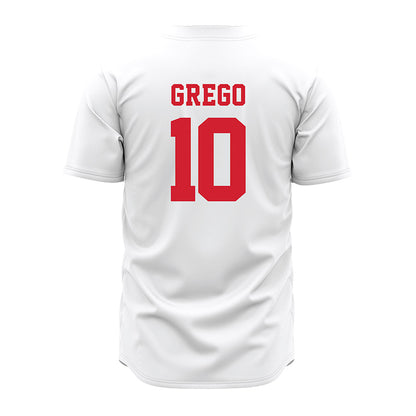 Nebraska - NCAA Baseball : Drew Grego - White Jersey-1
