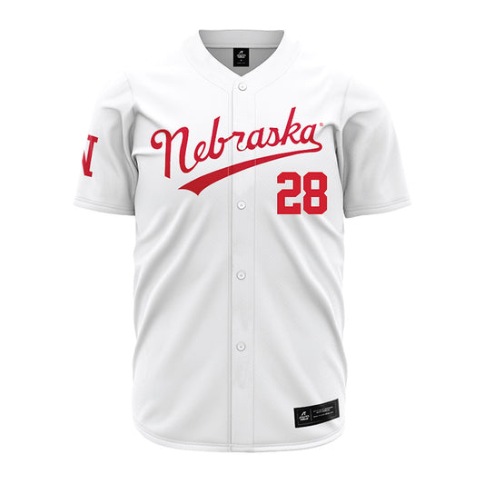 Nebraska - NCAA Baseball : Braxton Stewart - White Jersey-0