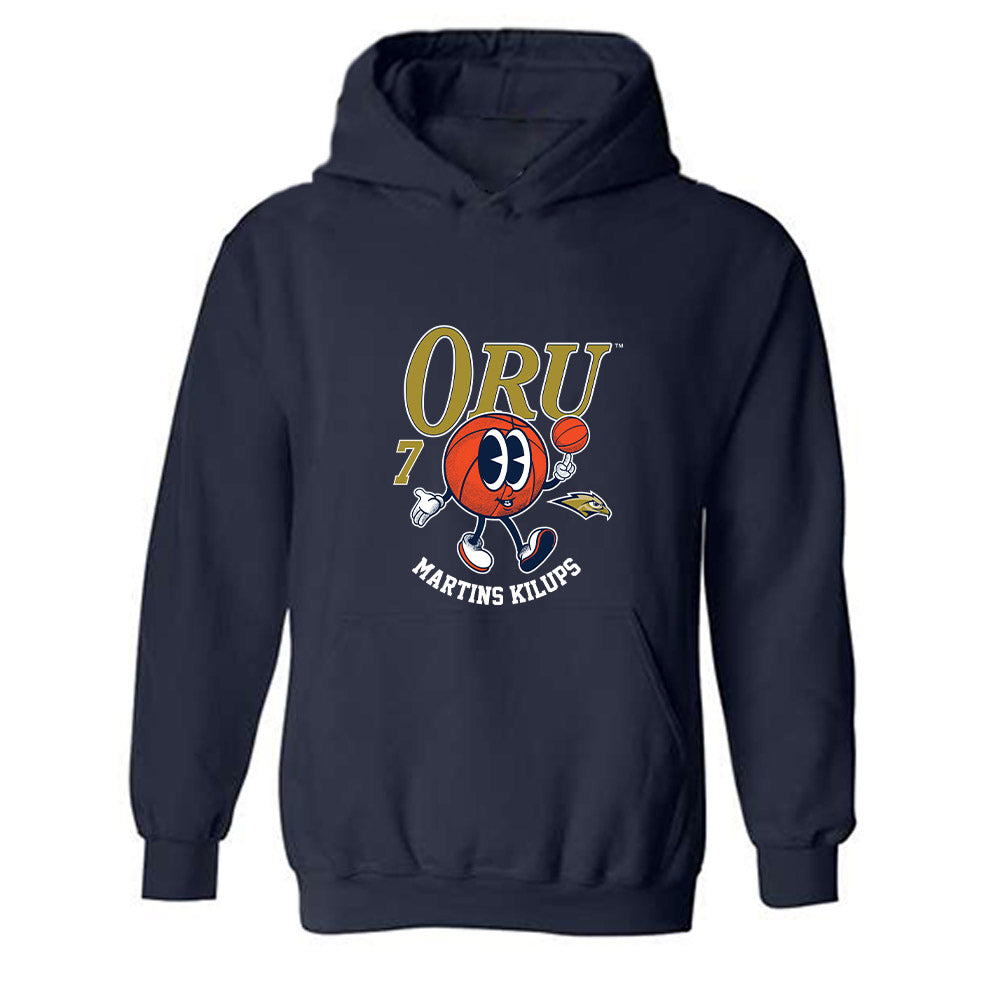 Oral Roberts - NCAA Men's Basketball : Martins Kilups - Fashion Shersey Hooded Sweatshirt-0