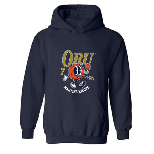 Oral Roberts - NCAA Men's Basketball : Martins Kilups - Fashion Shersey Hooded Sweatshirt-0