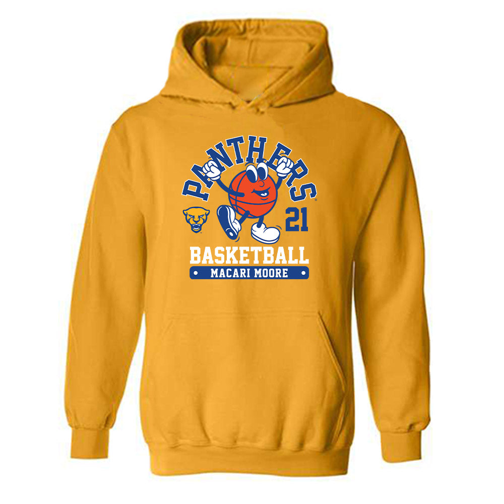 Pittsburgh - NCAA Men's Basketball : Macari Moore - Fashion Shersey Hooded Sweatshirt-0