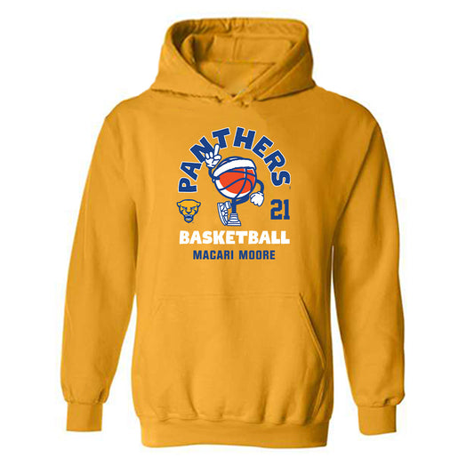 Pittsburgh - NCAA Men's Basketball : Macari Moore - Fashion Shersey Hooded Sweatshirt-0