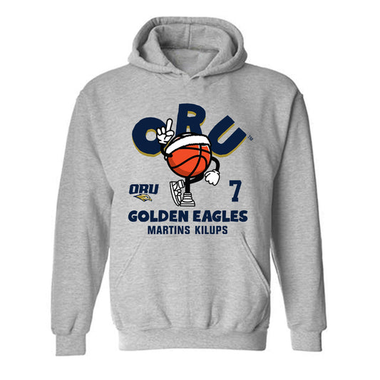 Oral Roberts - NCAA Men's Basketball : Martins Kilups - Fashion Shersey Hooded Sweatshirt-0