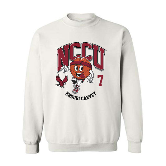 NCCU - NCAA Men's Basketball : Khouri Carvey - Fashion Shersey Crewneck Sweatshirt-0