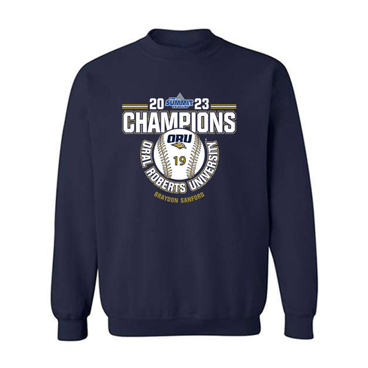 Oral Roberts - NCAA Baseball : Braydon Sanford - Sports Shersey Crewneck Sweatshirt-0