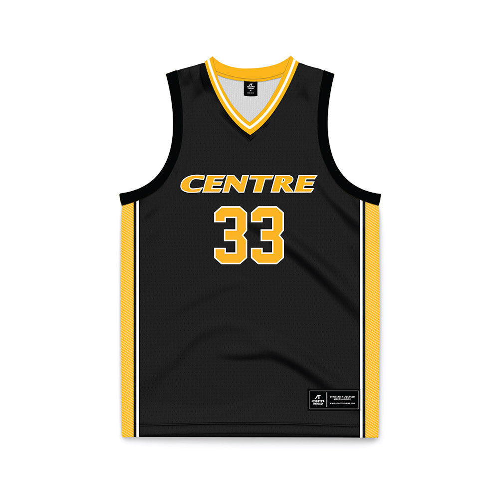 Centre College - NCAA Men's Basketball : Max Burtner - Black Basketball Jersey-0