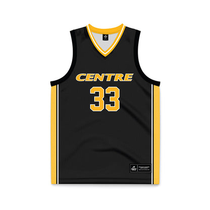 Centre College - NCAA Men's Basketball : Max Burtner - Black Basketball Jersey-0