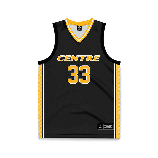 Centre College - NCAA Men's Basketball : Max Burtner - Black Basketball Jersey-0