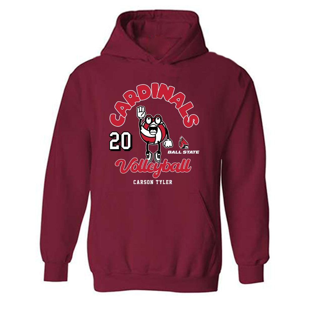 Ball State - NCAA Women's Volleyball : Carson Tyler - Fashion Shersey Hooded Sweatshirt-0