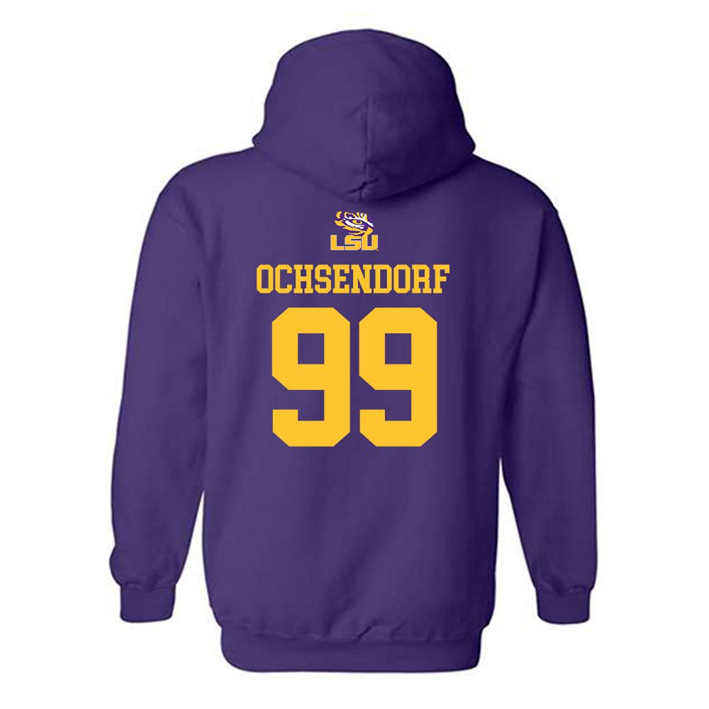 LSU - NCAA Football : Blake Ochsendorf - Replica Shersey Hooded Sweatshirt