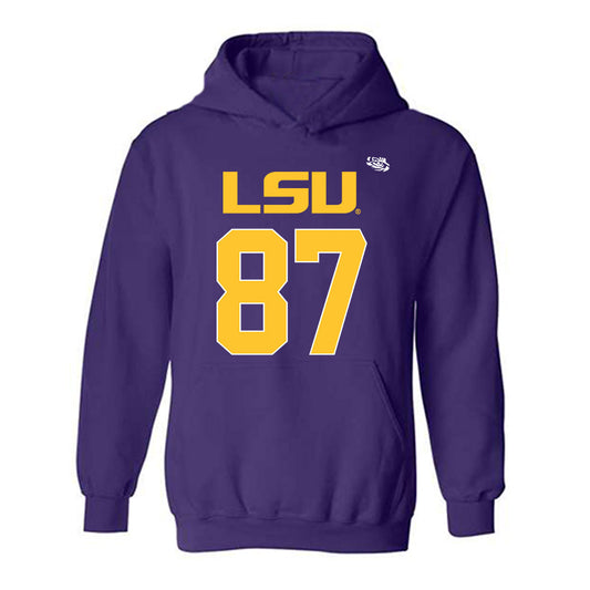 LSU - NCAA Football : Joey August - Replica Shersey Hooded Sweatshirt