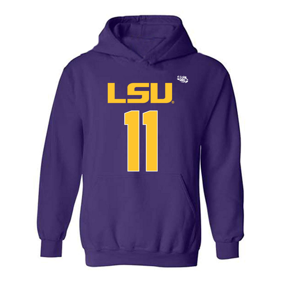 LSU - NCAA Football : PJ Woodland - Replica Shersey Hooded Sweatshirt