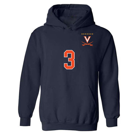 Virginia - NCAA Men's Soccer : Jesus De Vicente Espinosa - Replica Shersey Hooded Sweatshirt-0