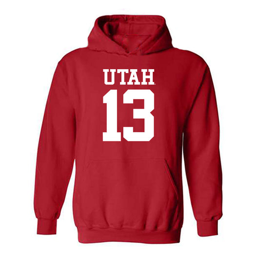Utah - NCAA Football : Jason Stokes Jr - Replica Shersey Hooded Sweatshirt-0