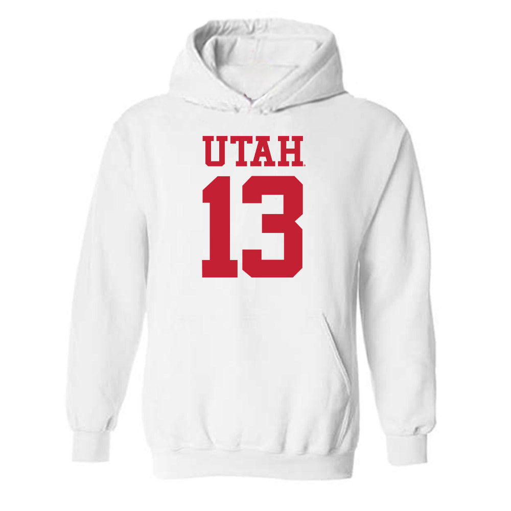 Utah - NCAA Football : Jason Stokes Jr - Replica Shersey Hooded Sweatshirt-0