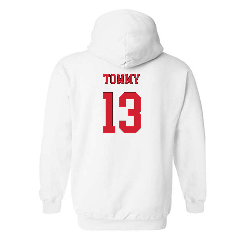 NC State - NCAA Men's Soccer : Calem Tommy - Replica Shersey Hooded Sweatshirt-1