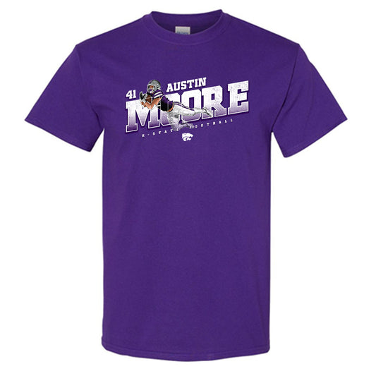 Kansas State - NCAA Football : Austin Moore - Purple Caricature Short Sleeve T-Shirt