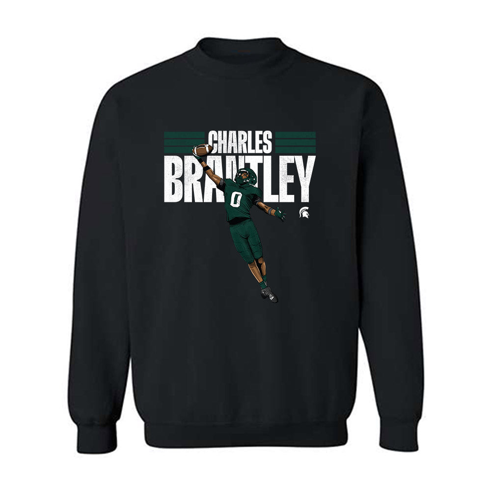 Michigan State - NCAA Football : Charles Brantley - Black Caricature Sweatshirt