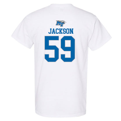 MTSU - NCAA Football : Jacob Jackson - White Replica Shersey Short Sleeve T-Shirt