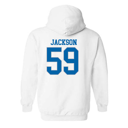 MTSU - NCAA Football : Jacob Jackson - White Replica Shersey Hooded Sweatshirt