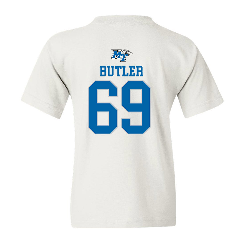 MTSU - NCAA Football : Brody Butler - White Replica Shersey Youth T-Shirt