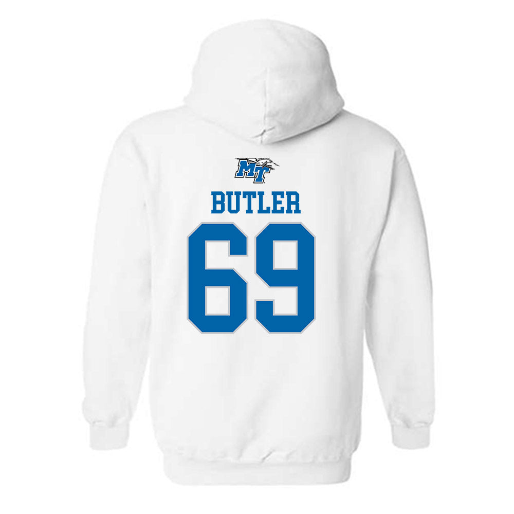 MTSU - NCAA Football : Brody Butler - White Replica Shersey Hooded Sweatshirt