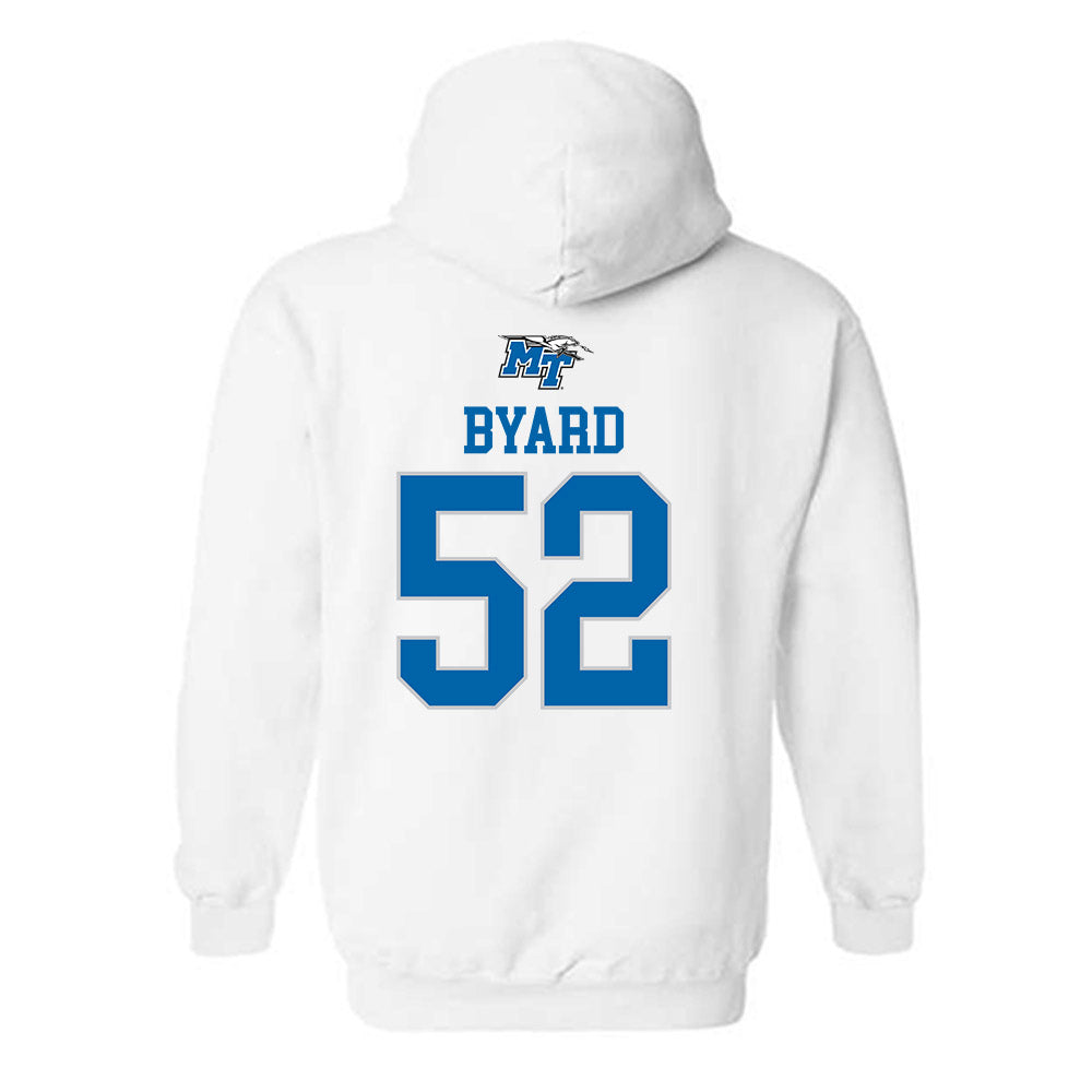 MTSU - NCAA Football : Muaaz Byard - White Replica Shersey Hooded Sweatshirt