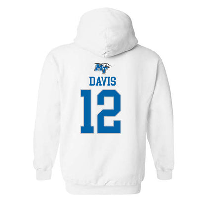 MTSU - NCAA Football : Jalen Davis - White Replica Shersey Hooded Sweatshirt