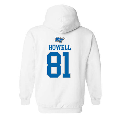 MTSU - NCAA Football : Mitchell Howell - White Replica Shersey Hooded Sweatshirt