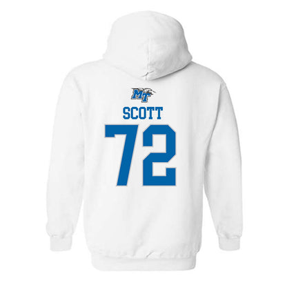 MTSU - NCAA Football : Morgan Scott - White Replica Shersey Hooded Sweatshirt