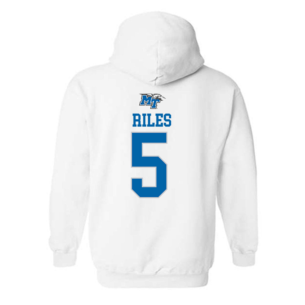 MTSU - NCAA Football : Devin Riles - White Replica Shersey Hooded Sweatshirt