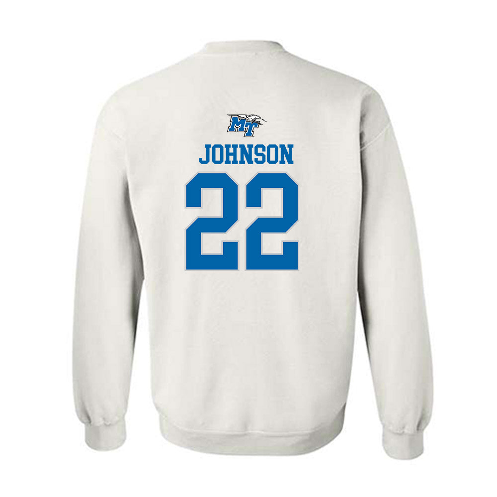 MTSU - NCAA Football : Chris Johnson - White Replica Shersey Sweatshirt