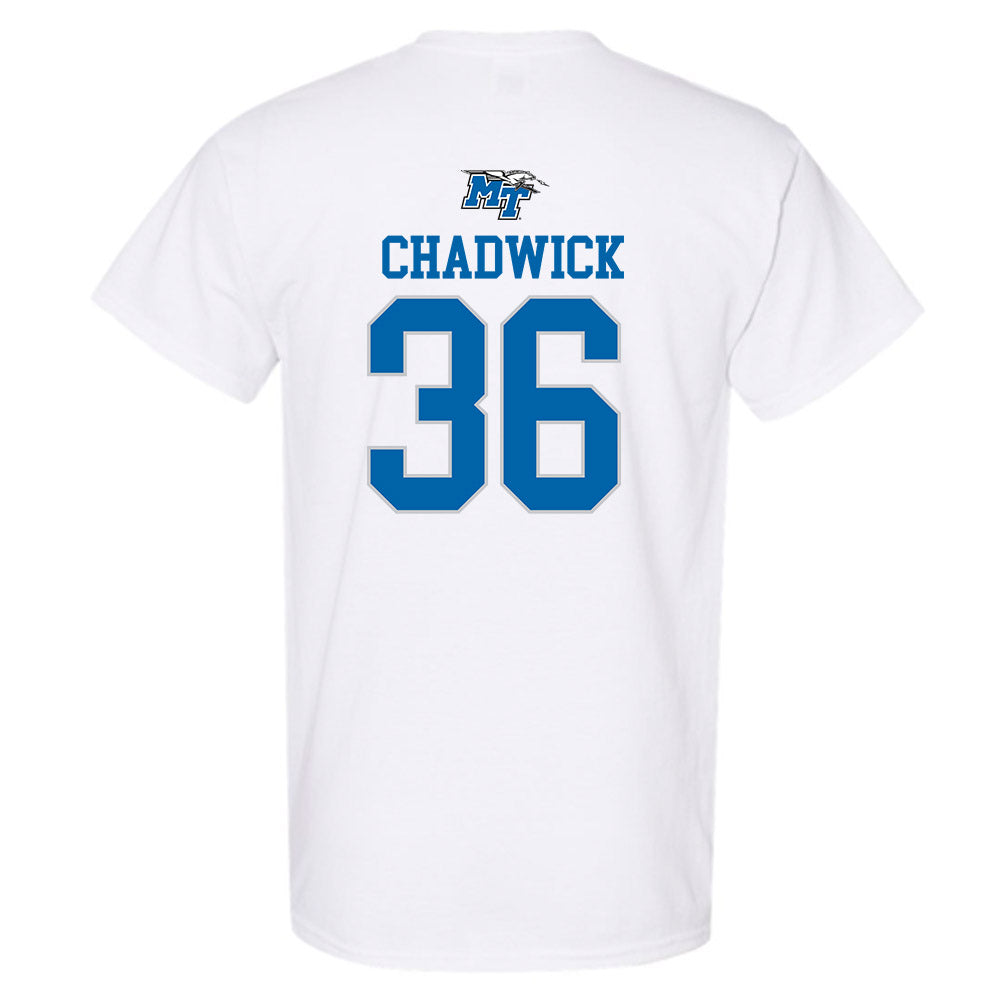 MTSU - NCAA Football : Justus Chadwick - White Replica Shersey Short Sleeve T-Shirt