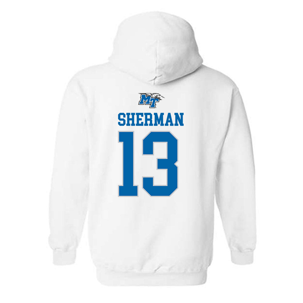 MTSU - NCAA Football : Javonte Sherman - White Replica Shersey Hooded Sweatshirt