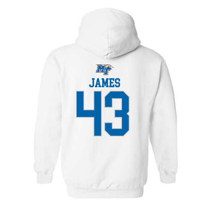 MTSU - NCAA Football : Markel James - White Replica Shersey Hooded Sweatshirt