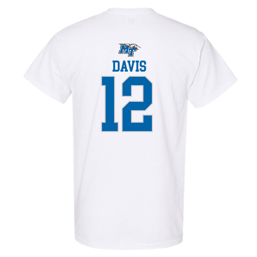 MTSU - NCAA Football : Jalen Davis - White Replica Shersey Short Sleeve T-Shirt