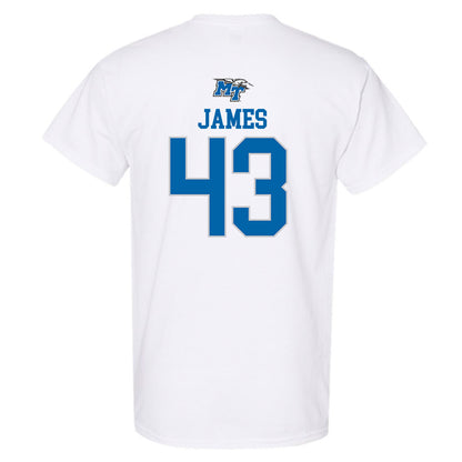 MTSU - NCAA Football : Markel James - White Replica Shersey Short Sleeve T-Shirt