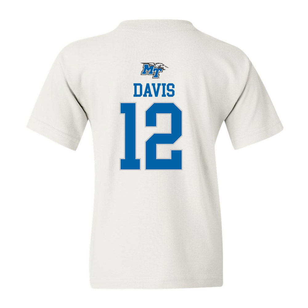 MTSU - NCAA Football : Jalen Davis - White Replica Shersey Youth T-Shirt