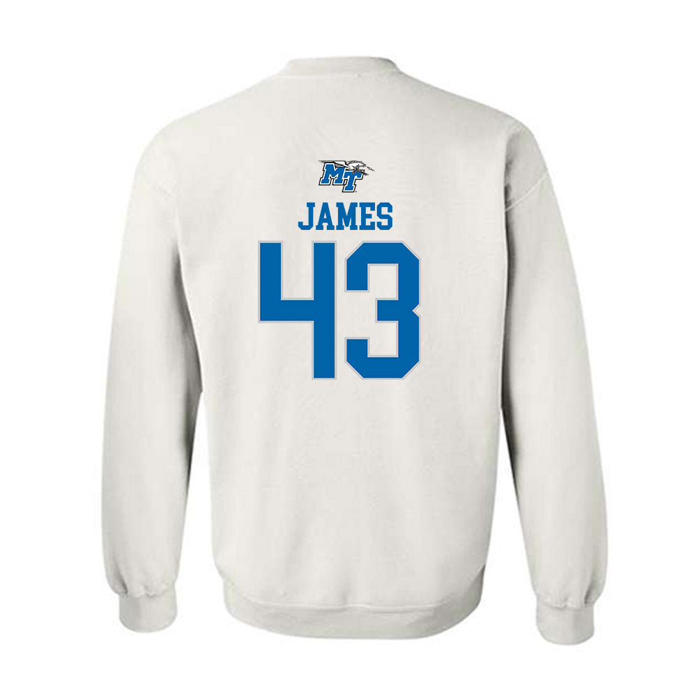 MTSU - NCAA Football : Markel James - White Replica Shersey Sweatshirt