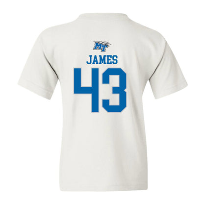 MTSU - NCAA Football : Markel James - White Replica Shersey Youth T-Shirt