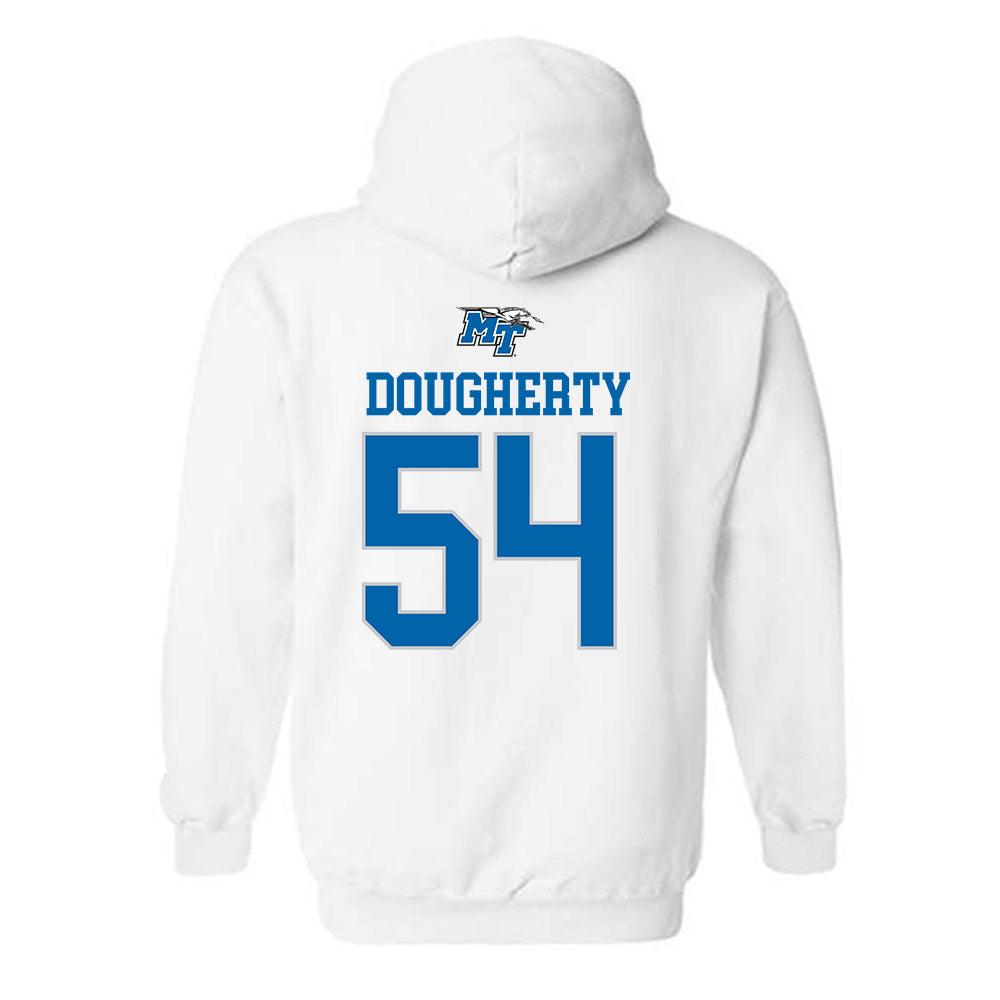 MTSU - NCAA Football : Connor Dougherty - White Replica Shersey Hooded Sweatshirt