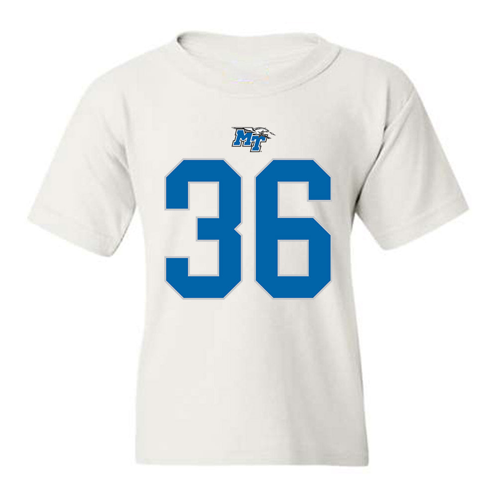 MTSU - NCAA Football : Justus Chadwick - White Replica Shersey Youth T-Shirt